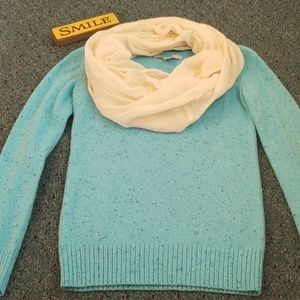 Blue Speckled V Neck Sweater